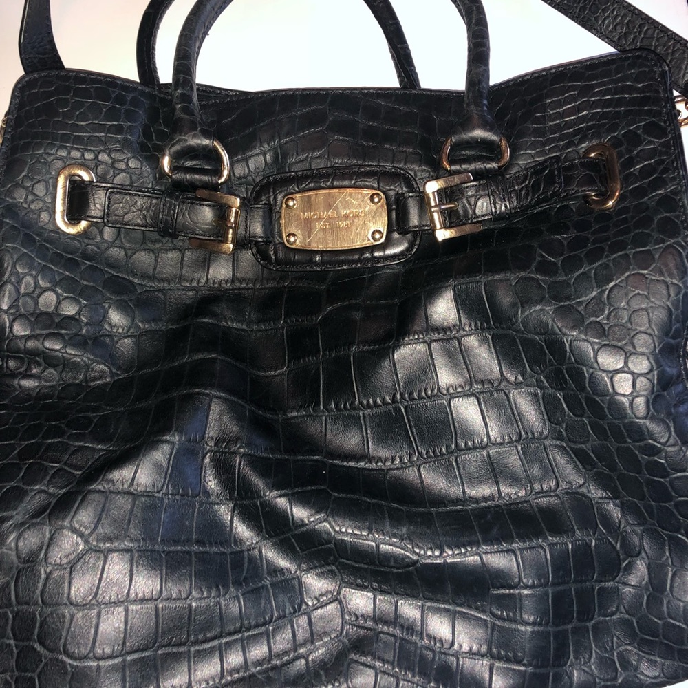 Michael Kors Tote, Black print, okay condition